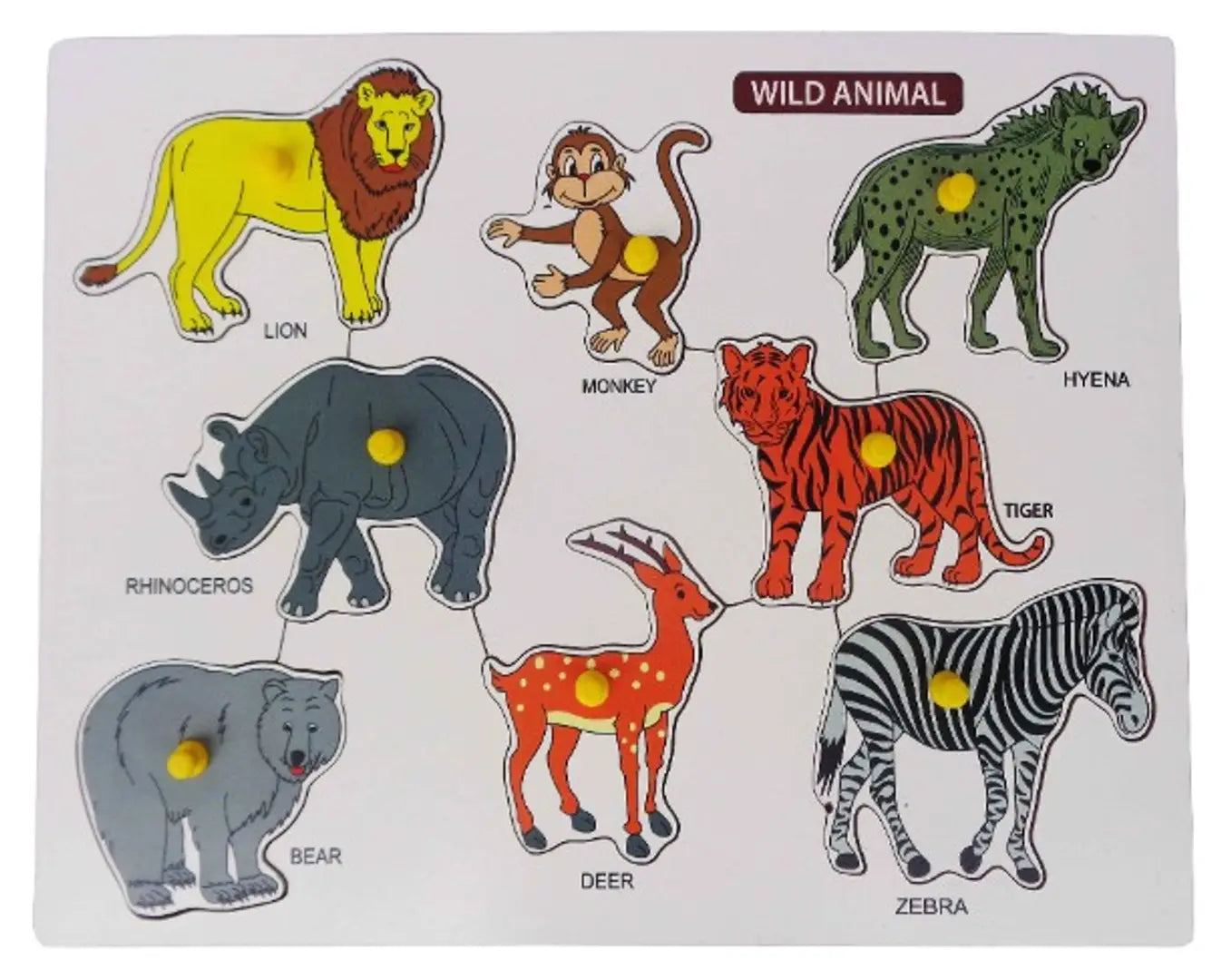 Wooden Wild Animals Puzzle Educational Board for Kids