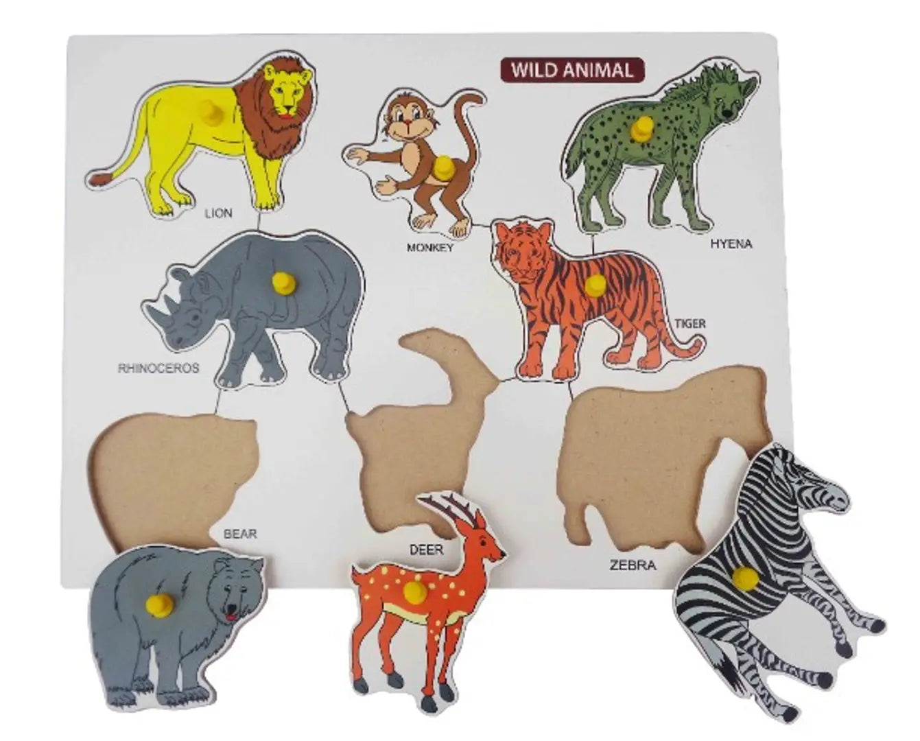 Wooden Wild Animals Puzzle Educational Board for Kids