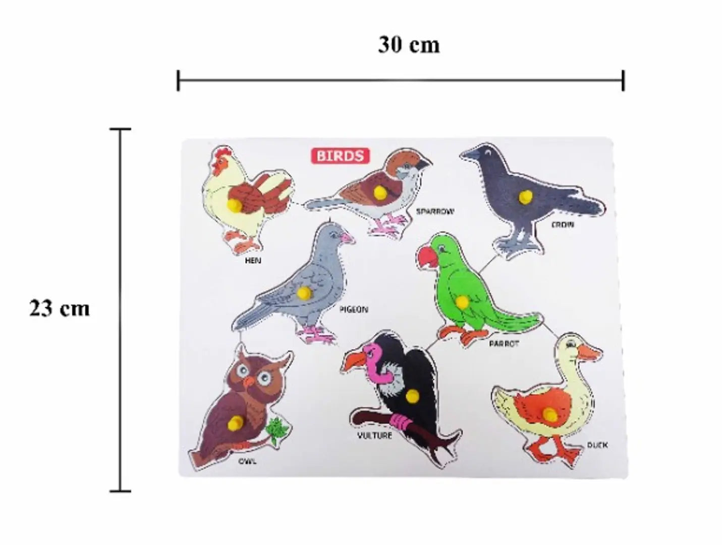 Wooden Birds with Picture Educational Board for Kids 8 Birds Knob